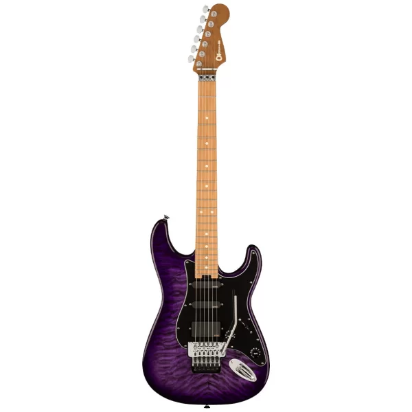 Charvel Marco Sfogli Signature Pro Mod So-Cal Style 1 HSS FR QM Karamelize Akçaağaç Klavye Transparent Purple Burst Elektro Gitar