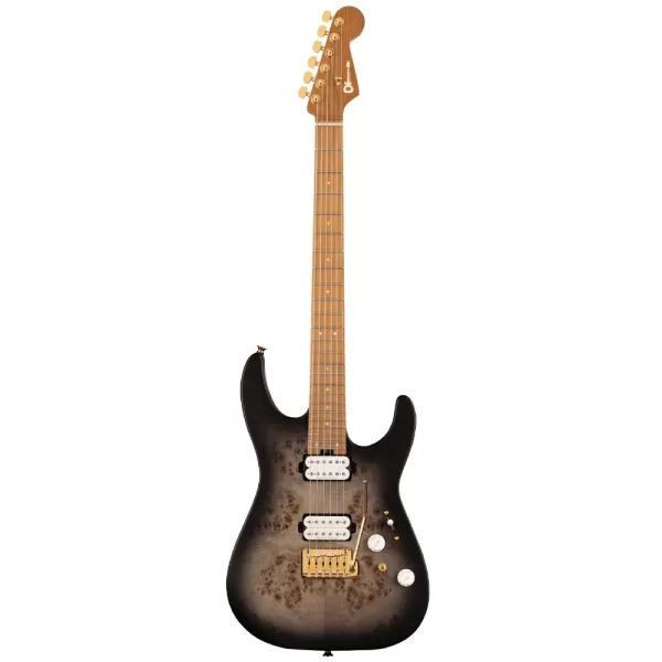 Charvel Pro Mod DK24 HH 2PT CM Poplar Burl Karamelize Akçaağaç Klavye Transparent Black Burst Elektro Gitar