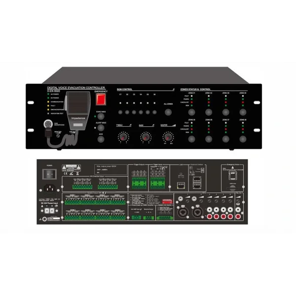 Dexun 34088 Controller 600W 8-Zone EVAC EN54-16 Sertifikalı, Acil Anons Sistemi Merkez Ünite