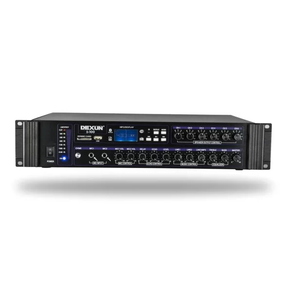 Dexun D100 Mixer-Amplifier 60W/100V 6-volüm kontrol, USB/BT