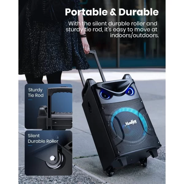 Donner MTS-10 Moukey Portatif Hoparlör, 10 Şarjlı, 160W/rms Çift Kablosuz Mikrofon, Bluetooth, USB, (Parti, Seminer, Spor Salonu)