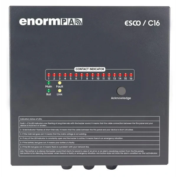 Enorm C16P Duvar Tipi Ethernet Kontak / Röle Kontrol Paneli (Acil Anons sistemini kontrol eder)