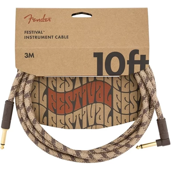 Fender 10 Angled Festival Pure Hemp Brown Stripe Enstrüman Kablosu
