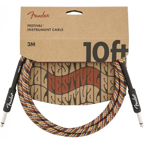 Fender 10 Festival Pure Hemp Rainbow Enstrüman Kablosu