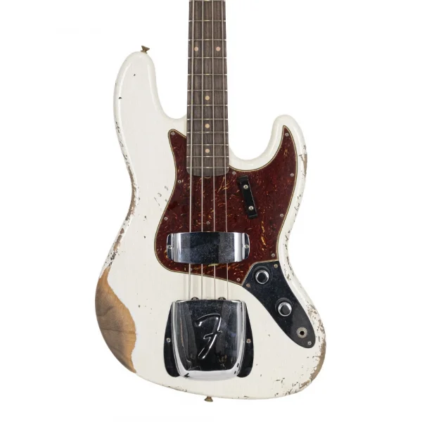 Fender Custom Shop 1961 Jazz Bass Heavy Relic Gülağacı Klavye Aged Olympic White Bas Gitar