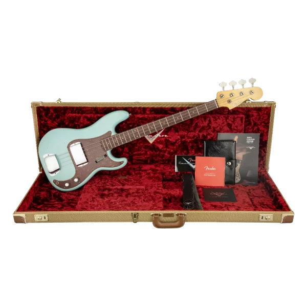 Fender Custom Shop 1963 Precision Bass Journeyman Relic Aged Daphne Blue Bas Gitar