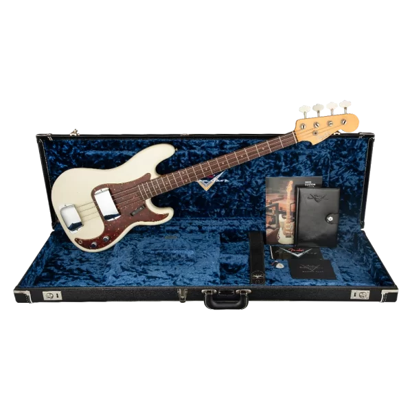 Fender Custom Shop 1963 Precision Bass Journeyman Relic Aged Olympic White Bas Gitar