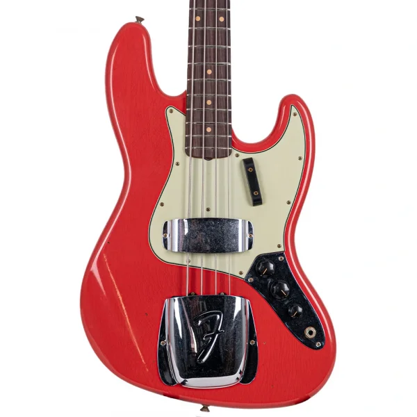 Fender Custom Shop Limited Edition 1964 Jazz Bass Journeyman Relic Aged Fiesta Red Bas Gitar