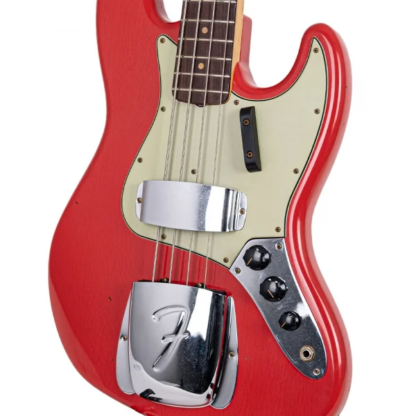 Fender Custom Shop Limited Edition 1964 Jazz Bass Journeyman Relic Aged Fiesta Red Bas Gitar