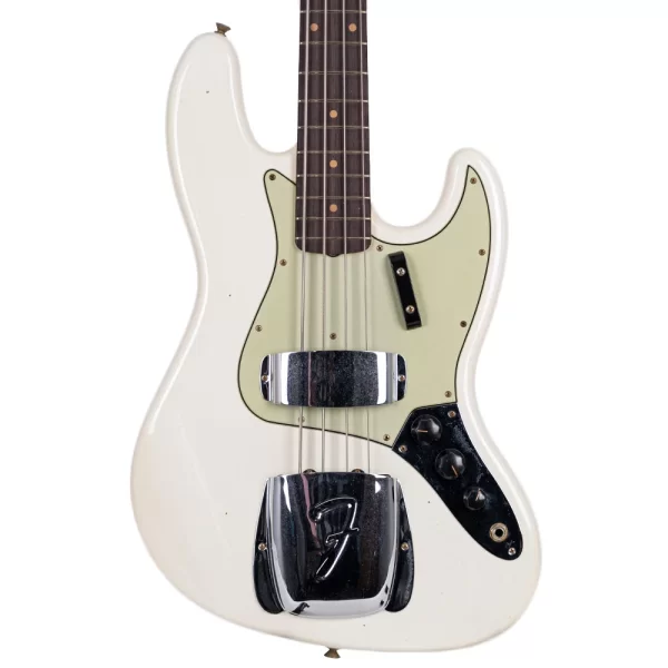 Fender Custom Shop Limited Edition 1964 Jazz Bass Journeyman Relic Aged Olympic White Bas Gitar