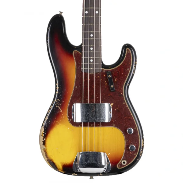 Fender Custom Shop Limited Edition 1966 Precision Bass Heavy Relic Aged Bleached 3 Ton Sunburst Bas Gitar