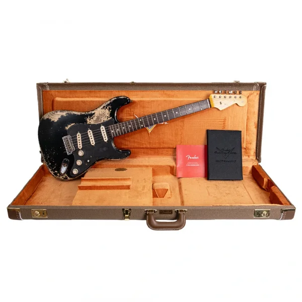 Fender Custom Shop Masterbuilt Vincent Van Trigt 1959 Stratocaster Heavy Relic Black over Vintage Blonde Elektro Gitar