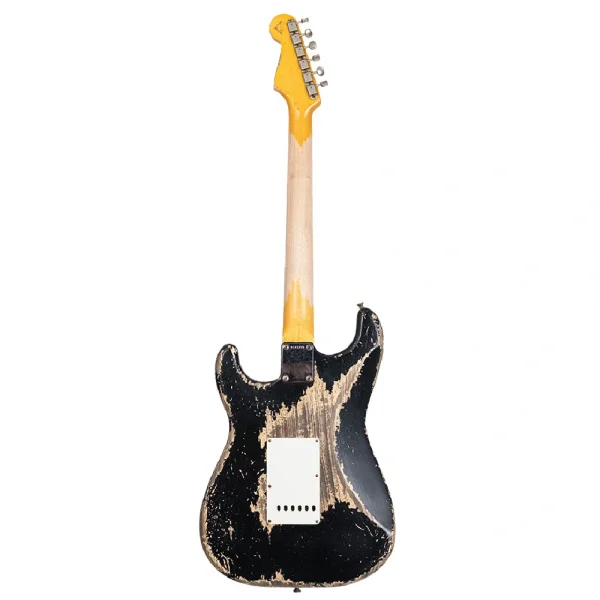 Fender Custom Shop Masterbuilt Vincent Van Trigt 1959 Stratocaster Heavy Relic Black over Vintage Blonde Elektro Gitar