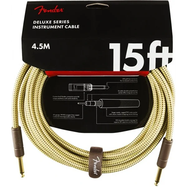 Fender Deluxe Düz Uçlu 4.5 Metre Tweed Kablo
