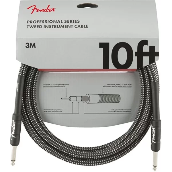Fender Professional 3 Metre Gri Tweed Enstrüman Kablo