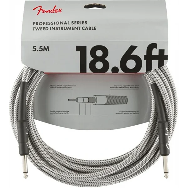 Fender Professional 5.5 Metre Beyaz Tweed Enstrüman Kablo