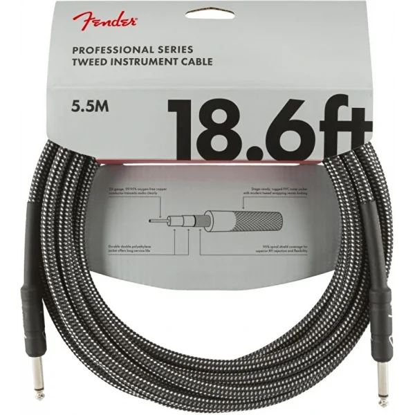 Fender Professional 5.5 Metre Gri Tweed Enstrüman Kablo