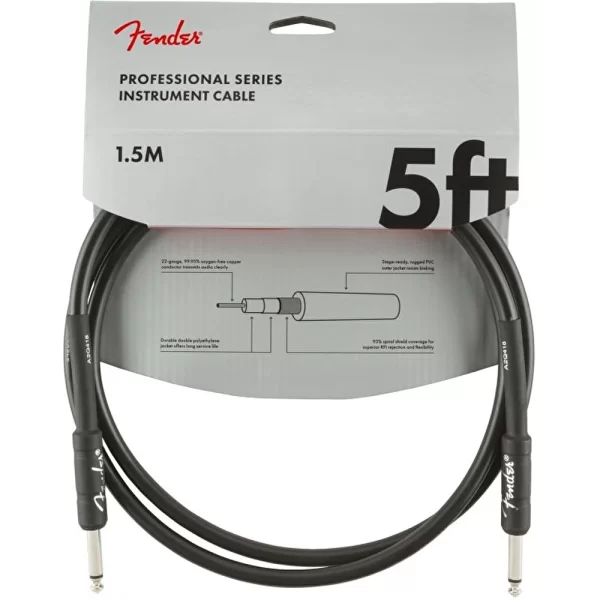 Fender Professional Düz/Düz 1.5 Metre Siyah Enstrüman Kablo