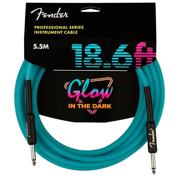 Fender Professional Glow in the Dark Cable 5.5 Metre Mavi Kablo