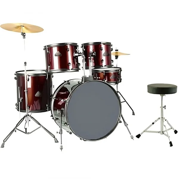 FOCUS FCP0803-WR 5 Parça (20B/10T/12T/14F/14S) Aksamlı& Zilli Bordo Akustik Davul Seti