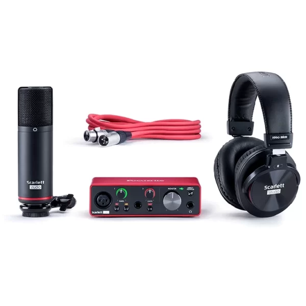 Focusrite Scarlett Solo Studio GEN3 Stüdyo Ses Kayıt SETİ, Ses Kartı + Mikrofon + Kulaklık + Kablo