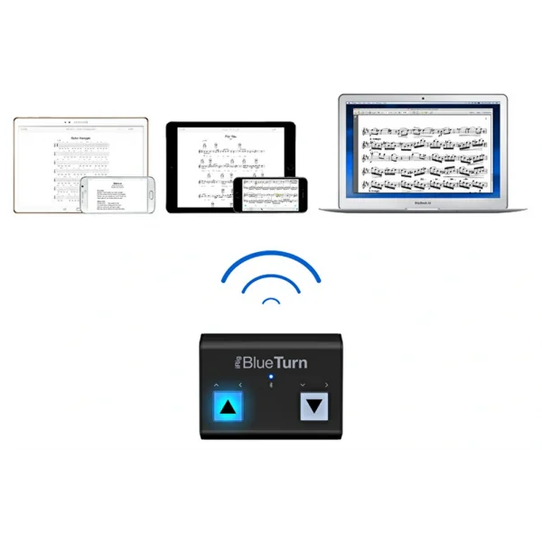 IK Multimedia iRig BlueTurn Işıklı Bluetooth Sayfa Değiştirme / Kaydırma Cihazı (iOS, Android & Mac)