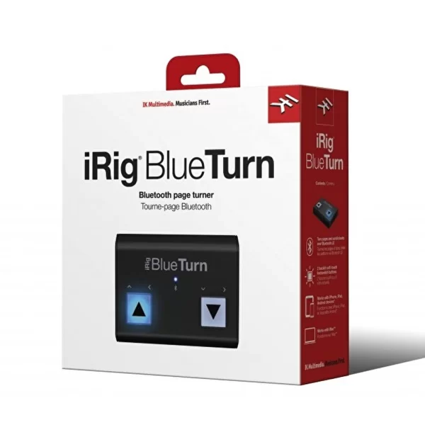 IK Multimedia iRig BlueTurn Işıklı Bluetooth Sayfa Değiştirme / Kaydırma Cihazı (iOS, Android & Mac)