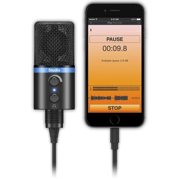 IK Multimedia iRig Mic Studio - Black Ultra Portatif Büyük Diyafram Condanser Mikrofon (iOS, Android, Mac & PC)