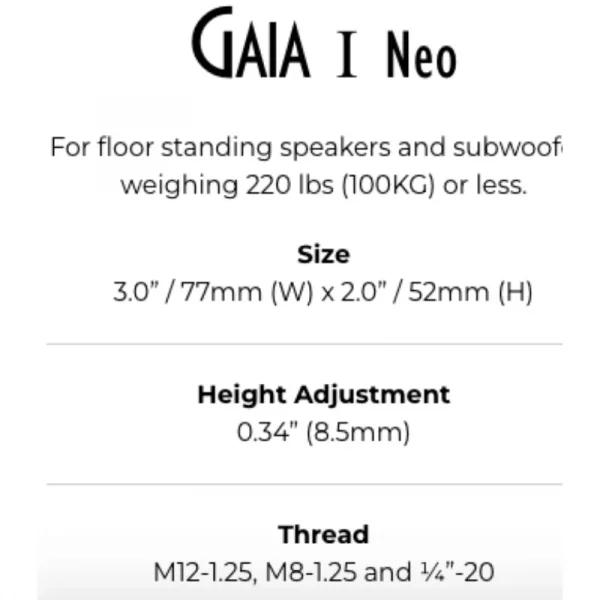 Iso Acoustics GAIA 1 NEO akustik izalasyon ayakları, kutu içerisinde 4 adettir