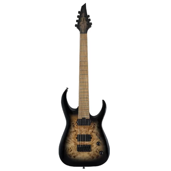 Jackson Pro Misha Mansoor Juggernaut HT7P Caramelized Akçaağaç Klavye Black Burst Burl 7 Telli Elektro Gitar
