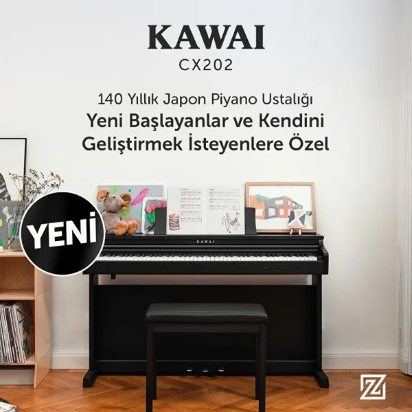 KAWAI CX202R Gül Ağacı Renk Dijital Piyano (Tabure& Kulaklık Hediyeli)