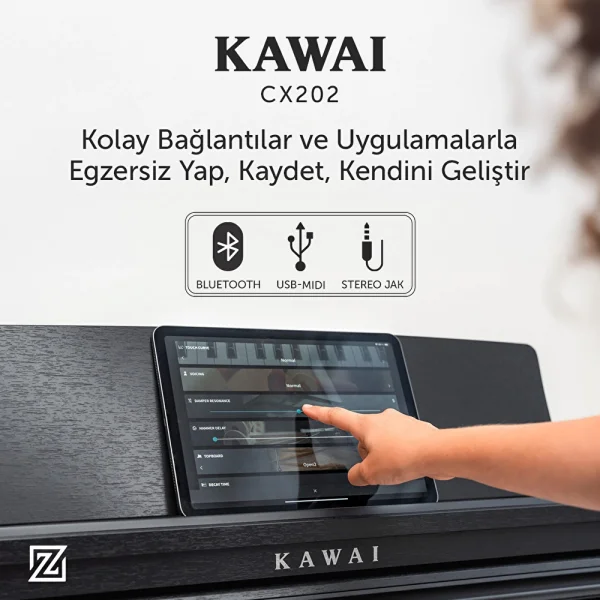 KAWAI CX202R Gül Ağacı Renk Dijital Piyano (Tabure& Kulaklık Hediyeli)