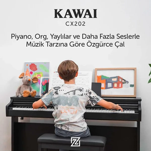 KAWAI CX202R Gül Ağacı Renk Dijital Piyano (Tabure& Kulaklık Hediyeli)