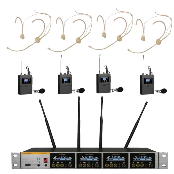 K.Meister UW-3440 4 Channel Wireless Quartet Headset Microphone Set