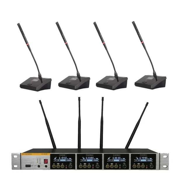 Klangmeister UW-3450 4 Kürsü & masa Mikrofonlu Kablosuz Mikrofon Seti