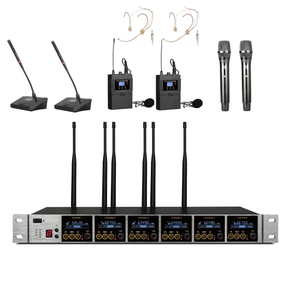 Klangmeister UW-3600 6 Mikrofonlu Mixlenmiş Kablosuz Mikrofon Seti