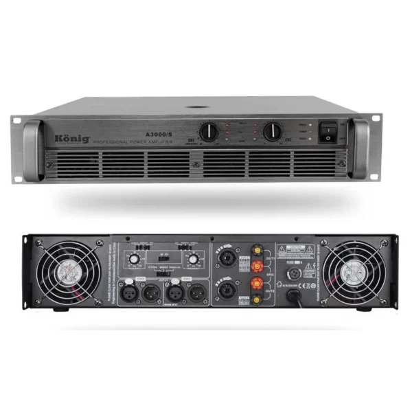 König A-3000/S 2x1450W/4-ohm Power Amplifier with crossover