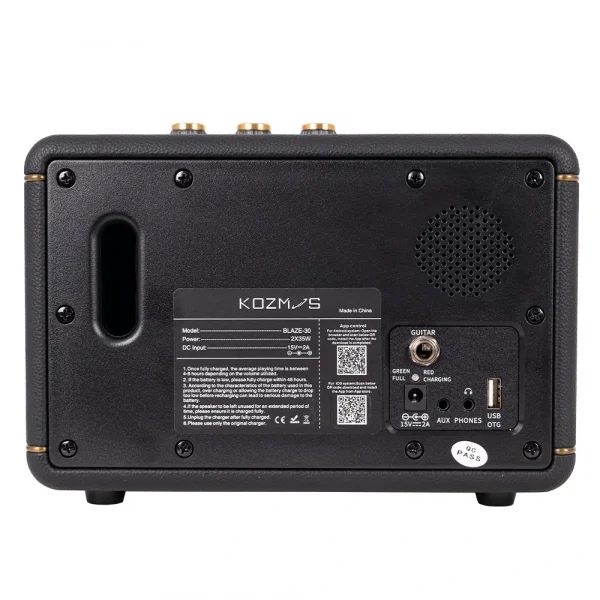 KOZMOS Blaze-30BK Uygulama ile Kontrol Edilebilen Elektro Gitar Amfisi ve Bluetooth Hoparlör