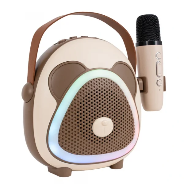 KOZMOS Karaoke Mikrofonlu Kahverengi Çocuk Hoparlörü