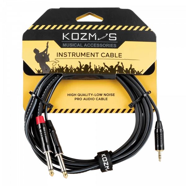 Kozmos KCL-333-3M Stereo 3,5mm - 2 x 6,35mm Mono 3mt Kablo