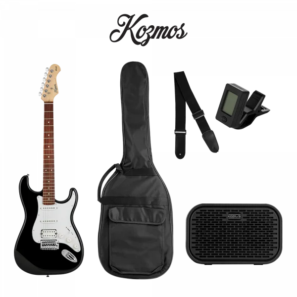 KOZMOS KGP-STG20/BK Siyah Yeni Başlayanlar için Elektro Gitar Seti, ( Gitar + Amfi + Akort + kılıf )