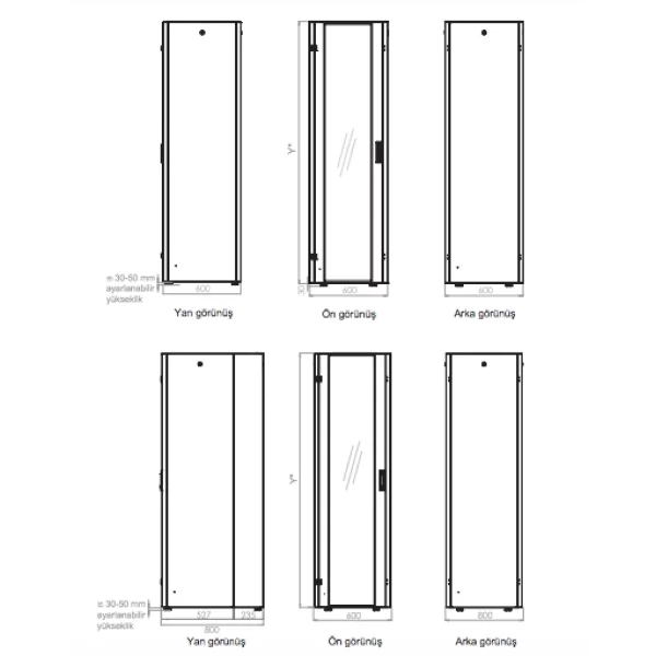 Lande 26U 600x800 mm Duvar Tip Kabinet (LN-HL26U6080-BL-B)