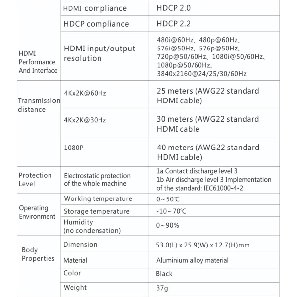 Lenkeng LKV168-4K HDMI 2.0 Sinyal Yükseltici 20mt. 4Kx2K Extender & Repeater