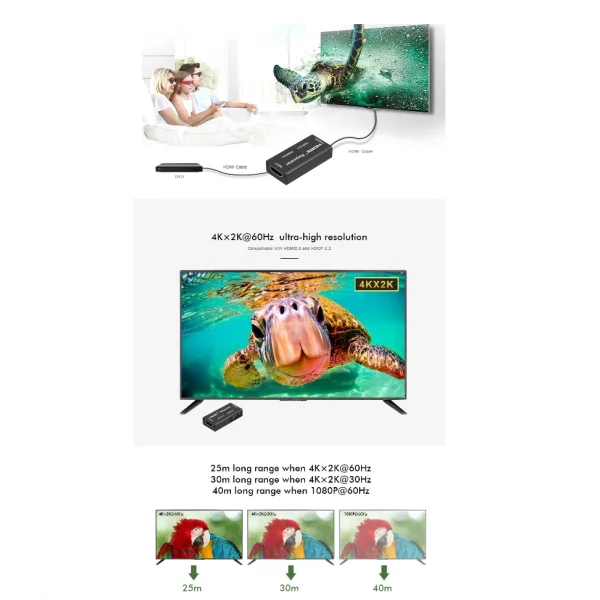 Lenkeng LKV168-4K HDMI 2.0 Sinyal Yükseltici 20mt. 4Kx2K Extender & Repeater