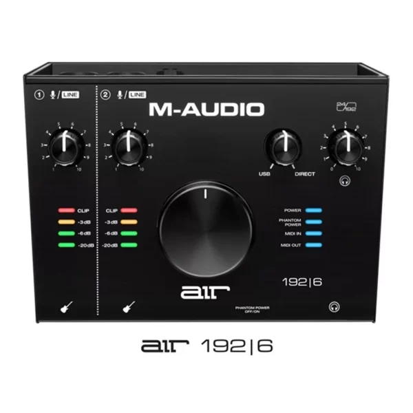 M-Audio AIR 192|6 2-giriş / 2-çıkış / 24-bit/192 kHz / +48 V mikrofon / MIDI/ enstrüman girişli yeni nesil ses kartı