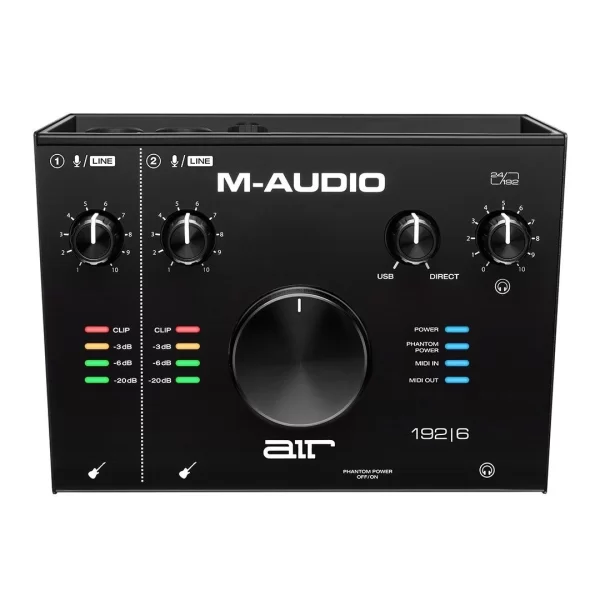 M-Audio AIR 192|6 2-giriş / 2-çıkış / 24-bit/192 kHz / +48 V mikrofon / MIDI/ enstrüman girişli yeni nesil ses kartı