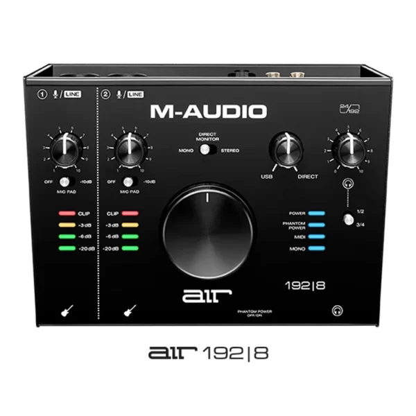 M-Audio AIR 192|8 2-giriş / 4-çıkış / 24-bit/192 kHz / +48 V mikrofon / MIDI/ enstrüman girişli yeni nesil ses kartı