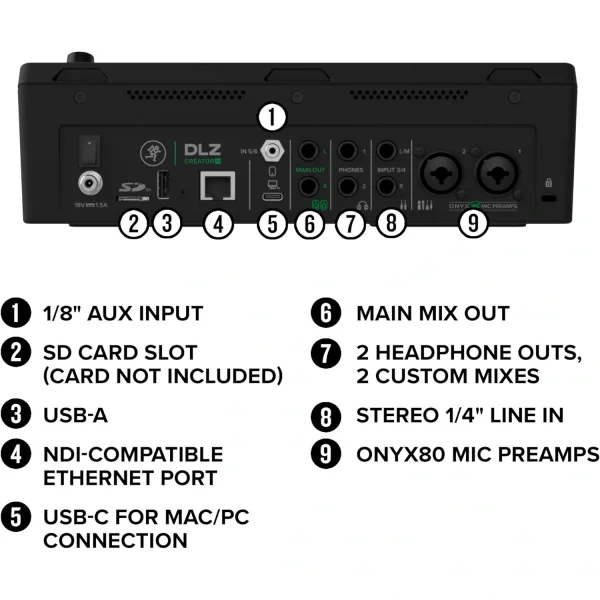 Mackie DLZ CREATOR-XS 6-Kanal Streaming/Podcasting Dijital Mikser
