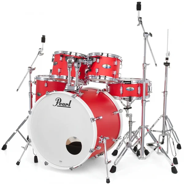 PEARL DMP925S/C889 Decade Maple Matte Racing Red 5 Parça (20B/10T/12T/16F/14S) Aksamlı Akustik Davul Seti