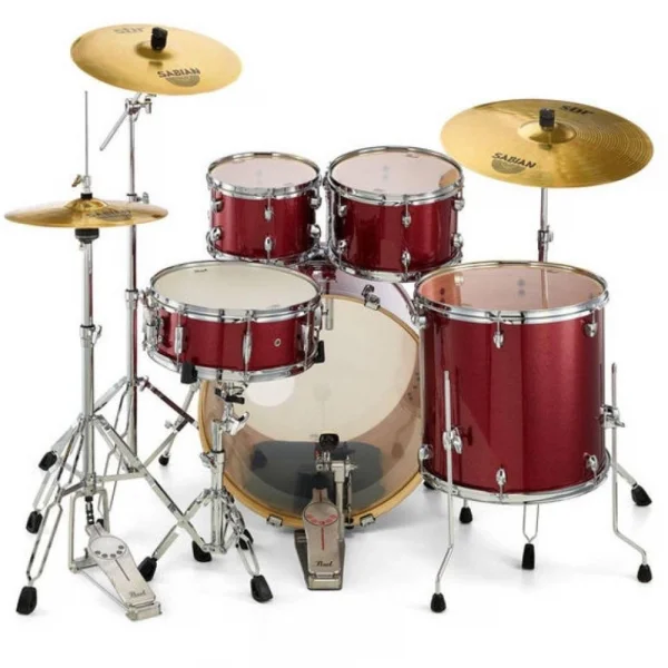 PEARL EXX705NBR/C704 - Export Black Cherry Glitter 5 Parça (20B/10T/12T/14F/14S) Aksamlı& Zilli Akustik Davul Seti